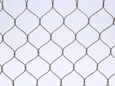 There is an interwoven monkey enclosure mesh.