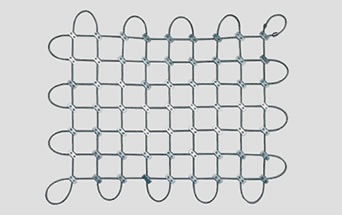 A piece of bolted square cable mesh
