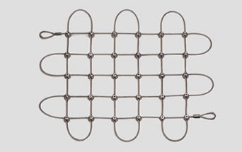 A piece of square cable mesh with cross clips